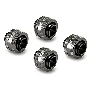 XSPC G1/4" to 7/16" ID, 5/8" OD Compression Fitting Black Chrome V2-4 Pack