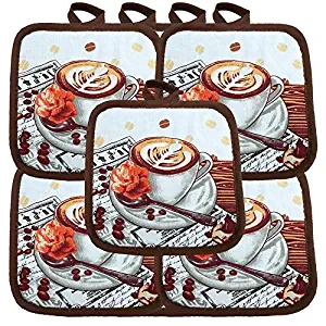 American Linen Heat Resistant Pot Holders 6.5" Square Solid Color (Pack of 10) | Coffee Cup Theme Multipurpose Quilted Hot Pads Pot Holders for Everyday Quality Kitchen Cooking Chef Linens