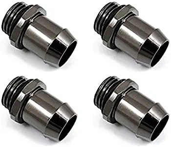 XSPC G1/4" to 1/2" Barb Fitting for Soft Tubing, Black Chrome, 4-Pack