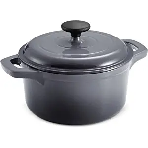 Classic 3.5-Quart Enameled Cast-Iron Round Dutch Oven - High Heat Retention Durable & Scratch-Resistant - Multiple Colors Available (Gray)