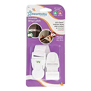 Dreambaby EZ Check Strap Latch, White - 2 Count