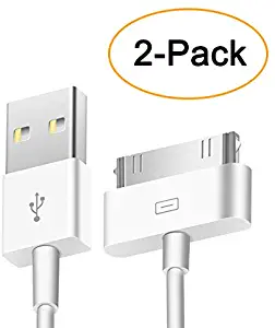Trenro 2pcs 30 Pin USB Sync Charging Cable Cord Replacement for Old Apple iPhone 4/4S 3G/3GS, iPad 1/2/3,iPod Nano/iPod Touch