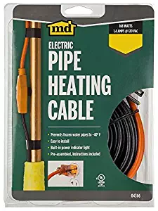 M-D Building Products 64428 Md Pipe Heating Cable With Thermostat, 18 Ft, Red, -50 Deg F,