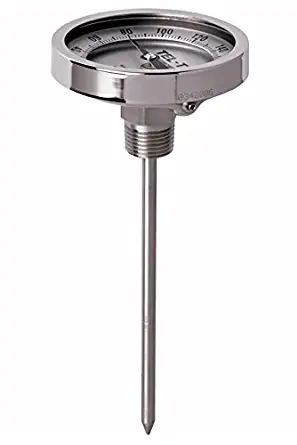 Tel-Tru 34100966 Model Gt300R Resettable Bi-Metal Process Grade Thermometer, Stainless Steel, 3" Dial, 1/2" NPT Back Conn, 0.250" Diameter x 9" Long 304Ss Stem, 200/1000°F, 1% Full Span Accuracy