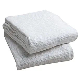 Elivo 100% Cotton Hospital Thermal Blankets - Open Weave Cotton Blankets - Breathable and Prevent Overheating - Soft, Comfortable and Warm - Hand and Machine Washable - 1 Pack