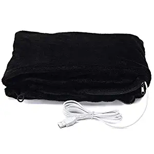 Z-YQL USB Heated Warm Fleece Shawl & Wrap Intelligent Electric Heating Blanket Kneepad for Home, Office (Black)