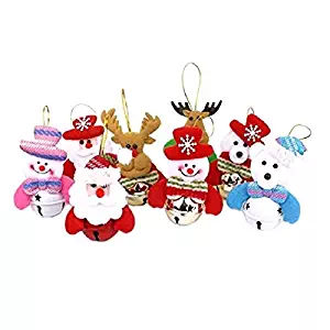 Stock Show Christmas Bell Decorations 8 Pcs Set Christmas Tree Ornaments Plush Hanging Ornament for Xmas Holiday Party New Year Decor, Snowman/Santa Claus/Bear/Elk