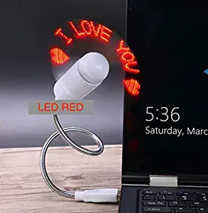 LED Light-UP Glow USB Power Cooling Fan for Notebook Laptop Keyboard PC Flexible Travel (RED Writing)