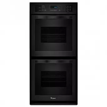 Whirlpool WOD51ES4EB 24" Electric Double Wall Oven with 6.2 cu. ft. Total Capacity AccuBake Temperature Management System Touch Control Digital Display Keep Warm Setting and Self-Cleaning System in