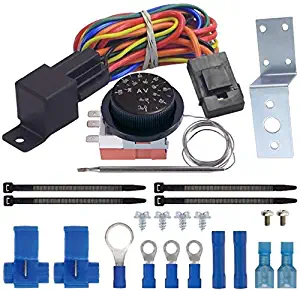 American Volt Adjustable Temperature Thermostat Dual 12 Volt Electric Radiator Fan Relay Switch Wiring Kit Car Truck