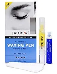Eyebrow Waxing Pen (4ml), Parissa Salon Style Wax Hair removal waxing Kit for Eyebrows With after care Azulene oil