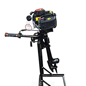 Outboard Trolling Motor, 4HP 4Stroke 52CC Inflatable Shaft Fishing Boat Engine Propeller, CDI Control Air Cooling System Heavy Duty Tiller Shaft