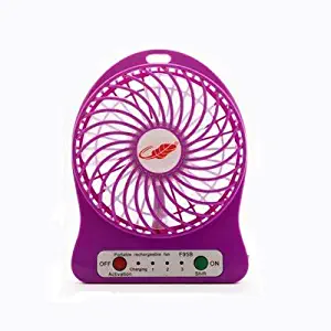 Mini Handheld Fan,USB Rechargeable Battery Cooling Fan,4 inch Vanes 3 Speeds Adjustable Mini Portable Desktop Fan with 18650 li-ion Battery for Office Room Outdoor Household and Traveling (Purple)