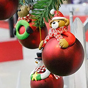 Vaselonsa Santa Claus Snowman Ornaments Elk Bear Soft Christmas Tree Ceramic Ball Hanging Xmas Home Decoration - Shatterproof Tree Various Ball Christmas Glass Ornaments Green Sizes