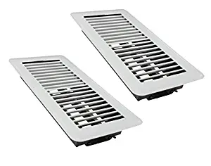 Rocky Mountain Goods 4" x 10" Floor Vents 2 Pack - Heavy Duty Walkable floor register - Premium Finish - Easy adjust air supply lever (White)