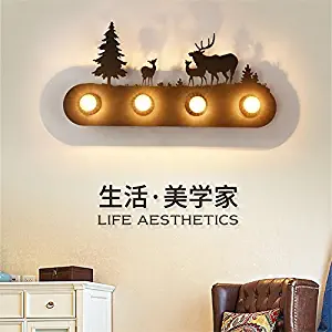 Modern Wall Lamp For Bedroom,Hallway Vintage Industrial Wind Forest Wild Horse Wall Lamp Creative Restaurant Bar Wall Lamp Bedroom Bedside Double Deer Wrought Iron Wall Lamp,Black Dutch Windmill