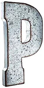 Huge 20" Metal Alphabet Wall Décor Letter "P" Rusted Edge Galvanized Metal