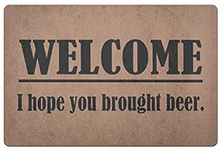Mary Personalized Doormat Beer Lovers Welcome, I Hope You Brought Beer- Funny Doormats - Front Doormat Welcome Door Rugs Funny Farmhouse Door Mats Non-Woven Fabric Top