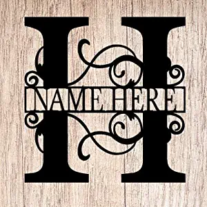 AJD Designs Personalized Last Name H Door Hanger - 20" Metal Monogram Door Hanger- Metal Last Name Sign - Split Letter Monogram - Initial Door Wreath - Last Name Wall Decor - Metal Wall Decor - Gift