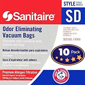 Electrolux Sanitaire SD Odor Eliminating Vacuum Bags 10 Pack. Genuine Professional Quality, Long-Life Allergen Filters with Arm & Hammer Baking Soda. Model 63262 Fits SC9100 S9120 SC9150 SC9180 C4900