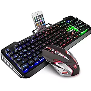 Gaming Keyboard and Mouse Combo,SADES Gaming Mouse and Keyboard,Wired Keyboard with Colorful Lights and Mouse with 4 Adjustable DPI for Gaming for PC/laptop/MAC/win7/win8/win10
