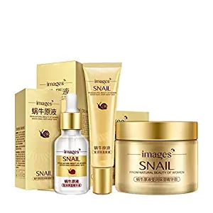 Images 3pcs/lot Snail Face Care Set Day Cream/Essence/Eye Cream Anti Aging Repair Whitening Nourishing Facial Snail Skin Set
