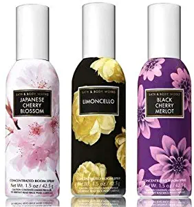 Bath and Body Works 3 Pack Favorite's Fragrance Room Spray 1.5 Oz. Limoncello. Japanese Cherry Blossom & Black Cherry Merlot.