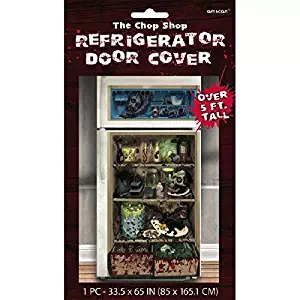 Amscan Haunted Asylum Halloween Chop Shop Refrigerator Door Cover Decoration, Multicolor, 65" x 33 1/2"