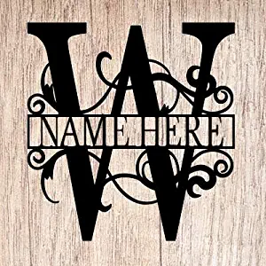 AJD Designs Personalized Last Name W Door Hanger - 20" Metal Monogram Door Hanger- Metal Last Name Sign - Split Letter Monogram - Initial Door Wreath - Last Name Wall Decor - Metal Wall Decor - Gift