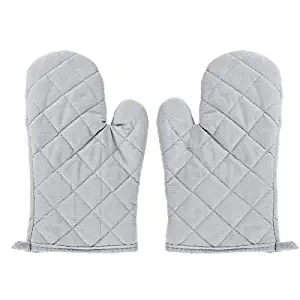 Ylucky 1 Pair Microwave Oven Mittens Heat Resistent Potholder Baking Gloves Kitchen Handle Hot Oven Bakeware Flame Retardant Gloves Soft Inner Lining Hanging Loop BBQ Cooking Grilling Barbecue