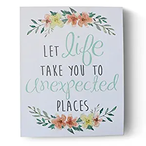 Barnyard Designs Let Life Take You to Unexpected Places Wooden Box Wall Art Sign, Primitive Country Farmhouse Home Decor Sign with Sayings 10" x 8"