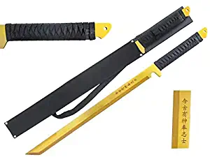 Mingshao Full Tang 27" Machete Tanto Ninja Katana Sword Full Tang Tactical Blade Machete w/Nylon Sheath