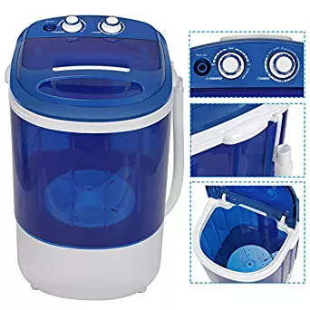 HomGarden 8.8lbs Capacity Mini Washing Machine for Compact Laundry, Portable Single Translucent Tub Washer with Timer Control and Spin Cycle Basket