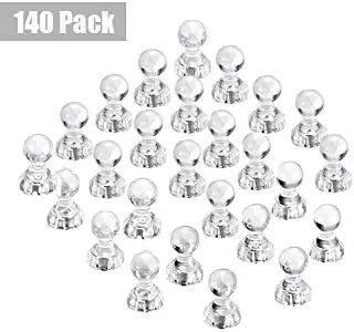 140 Pack Powerful Push Pin Magnets, Clear Crystal Color Idea for Holding Paper Photo Calendar on Refrigerator, Whiteboard and Dry Erase Board by House Again