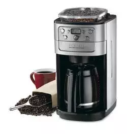 Cuisinart Grind-and-Brew 12-Cup Automatic Coffeemaker, Built In Bean Hopper and Burr Grinder, with Grind and Brew Strength Control, Features a Brew Pause Feature with Adjustable Auto Shutoff, Grinf Off Feature and Gold Tone/Charcoal Permenant Filter Included, Brushed Chrome/Black