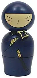 Japanese Usaburo Kokeshi Wood Doll Ninja Blue 130mm Folk Arts MADE IN JAPAN