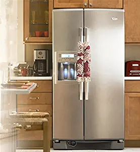 King&Pig 2pcs Embroidered Lace Refrigerator Door Handle Covers Kitchen Appliance Handle Anti-Slip Wrap Protective Handle Cover (wine red)