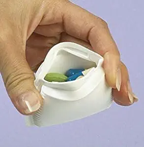 Pocket Pill Carrier, Soft Container, Squeezable to Open, Ladies Purce or Pocket Size, White in Color - Locks Tight When Closed