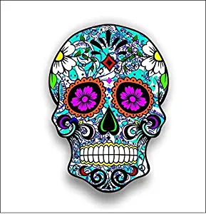 Magnet Sugar Skull Blue Magnetic vinyl bumper sticker sticks to any metal fridge, car, signs 5"