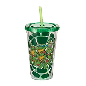 Vandor 38114 Teenage Mutant Ninja Turtles 18 oz Acrylic Travel Mug with Lid and Straw, Multicolor