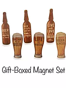 Funny Beer Magnets, Gift-Boxed Set of 6. Comical Sentiments that are sure to make any Beer Lover Smile