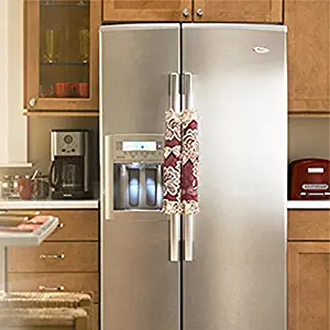 Beyonder 2X Lace Refrigerator Fridge Microwave Ovens Microwave Dishwasher Dust Door Handle Cover,Keep Your Home Kitchen Appliance Handle Decoration Clean From Drips,Dust,Smudges (Long, Wine Red)