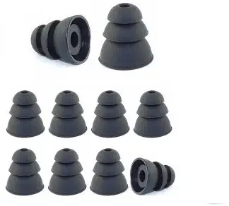 Earphones Plus Brand EP-BLK-TRI-4B-M Tri level, Triple flange earphone cushions, replacement earbud tips, Medium, Black