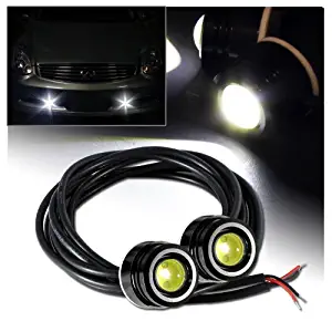 2 x Universal 25mm 3w 12v White LED Eagle Eye Daytime Running Lights