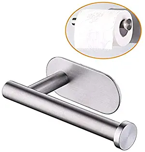 KMEIVOL Self Adhesive Toilet Paper Holder, Portable Brushed Nickel Toilet Paper Holder, Wall Mounted Toilet Paper Holder with Rustproof Stainless Steel Brushed