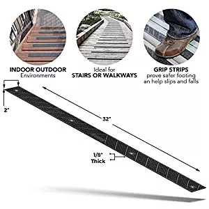 Grip Strip Black Treads, Screw Down Strip No Adhesive all Weather Deep Valley Abrasive Traction - Increase Safety & Injury in your Home or Outdoor Settings, L 32&rdquo; x W 2&rdquo;, 1/8 thickness (8 Pack, Black)