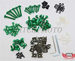 VITCIK Full Fairings Bolt Screw Kits for Kawasaki ZX6R ZX-6R Ninja 636 2005 2006 05 06 Motorcycle Fastener CNC Aluminium Clips (Green)