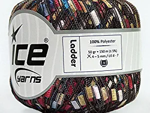 Braveheart Ladder Yarn - Burgundy Blue Gold White Purple Ribbon Yarn 50 Gram