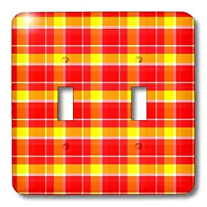 3dRose lsp_27404_2 Large Red and Yellow Country Plaid Double Toggle Switch