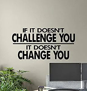 If It Doesn't Challenge You It Doesn't Change You Wall Decal Gym Quote Vinyl Poster Motivational Wall Art Workout Fitness Decor Sticker Home Inspirational Quotes Sport Gifts Mural Removable Print 895